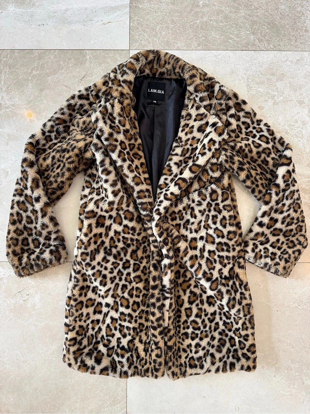 I.AM.GIA Stefani Leopard Print Faux Fur Coat XS